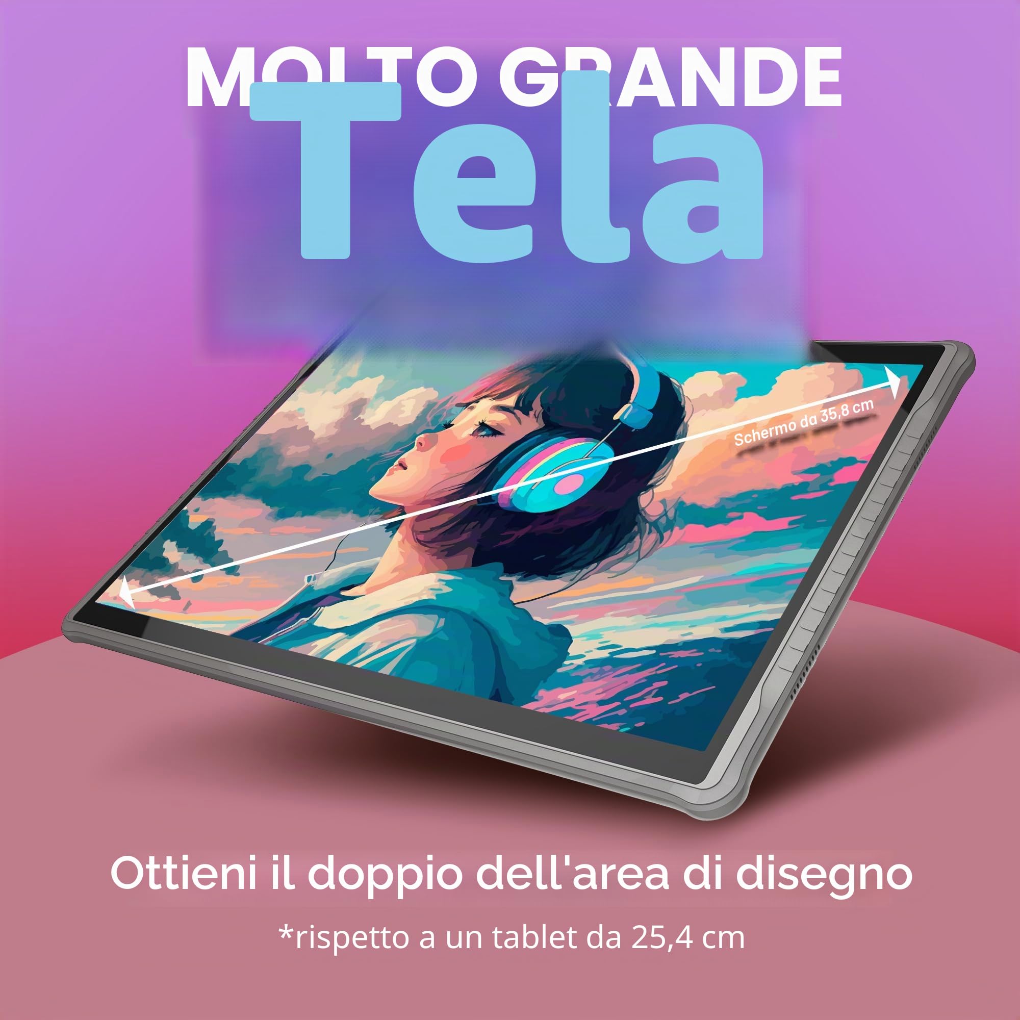 PicassoTab X14 Tavoletta Grafica Standalone • Nessun Computer Necessario • Ampio Schermo Laminato da 14" • App di Disegno PRO e Tutorial • Stylus Pen • Tavoletta Grafica Portatile per Artisti • X14