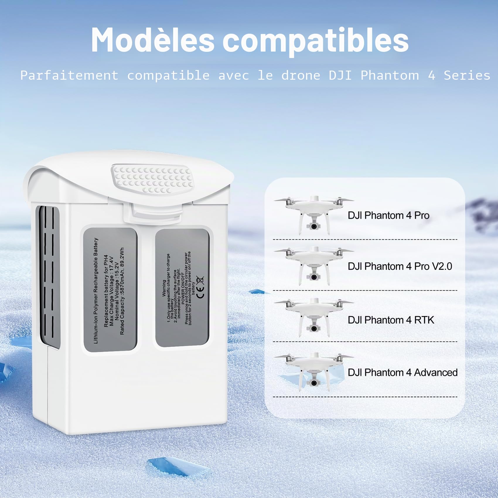Fantasyo Phantom 4 Lot de 2 batteries de rechange 5870 mAh pour DJI Phantom 4, DJI Phantom 4 Pro, Phantom 4 Pro V2.0, Phantom 4 Advanced Drone Series