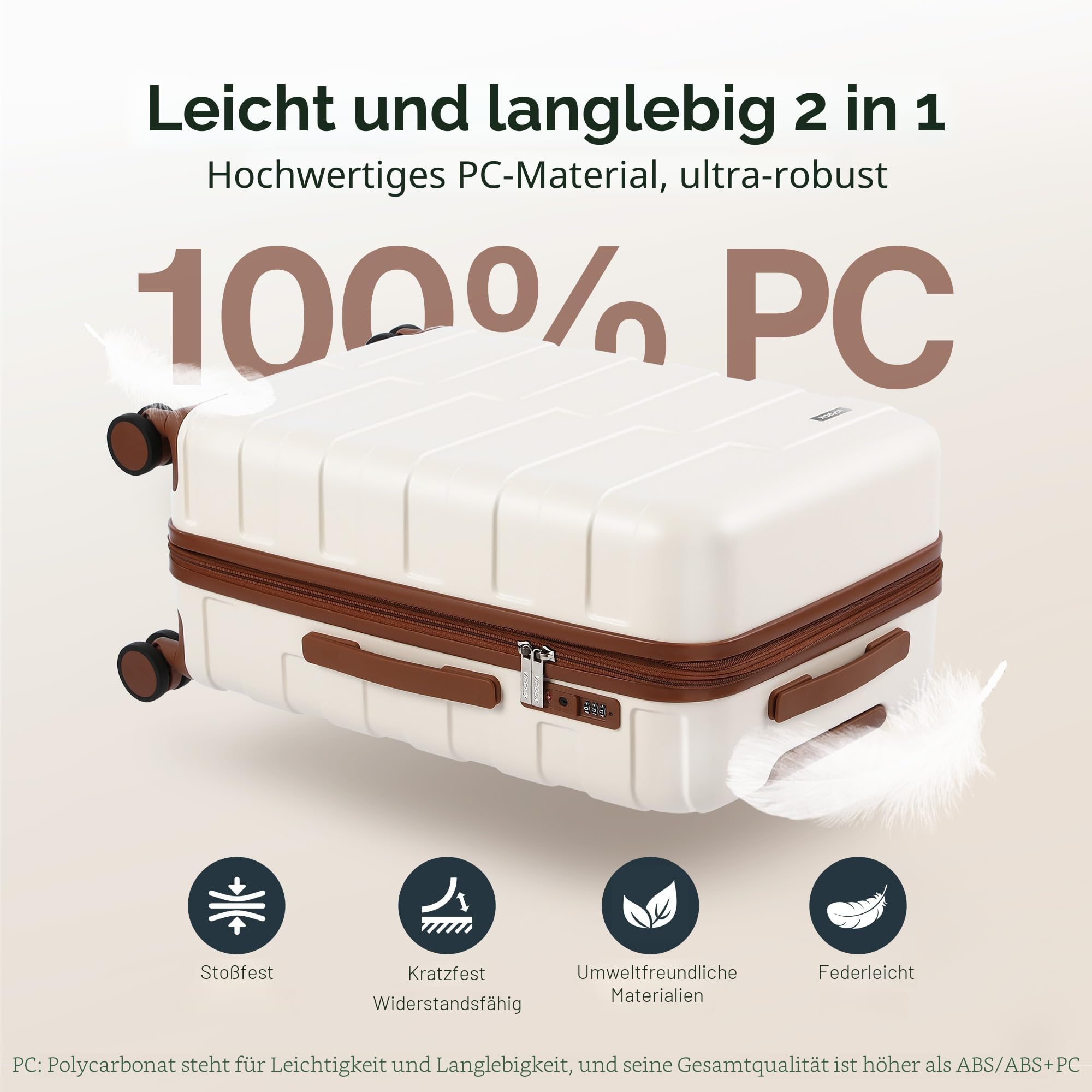 Vipbox Kofferset Hartschale (3 Jahre VIP-Service) Leicht 100% PC Ultra-Langlebige Erweiterbar Trolley Handgepäck Reisekoffer mit Rollen und TSA Schloss