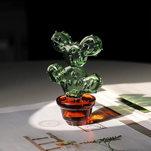 Miniatura 3 de LONGSHENG - SINCE 2001 - Figura de cactus de vidrio soplado a mano, arte hecho a mano, estatua de cactus de cristal, figuras de cristal,