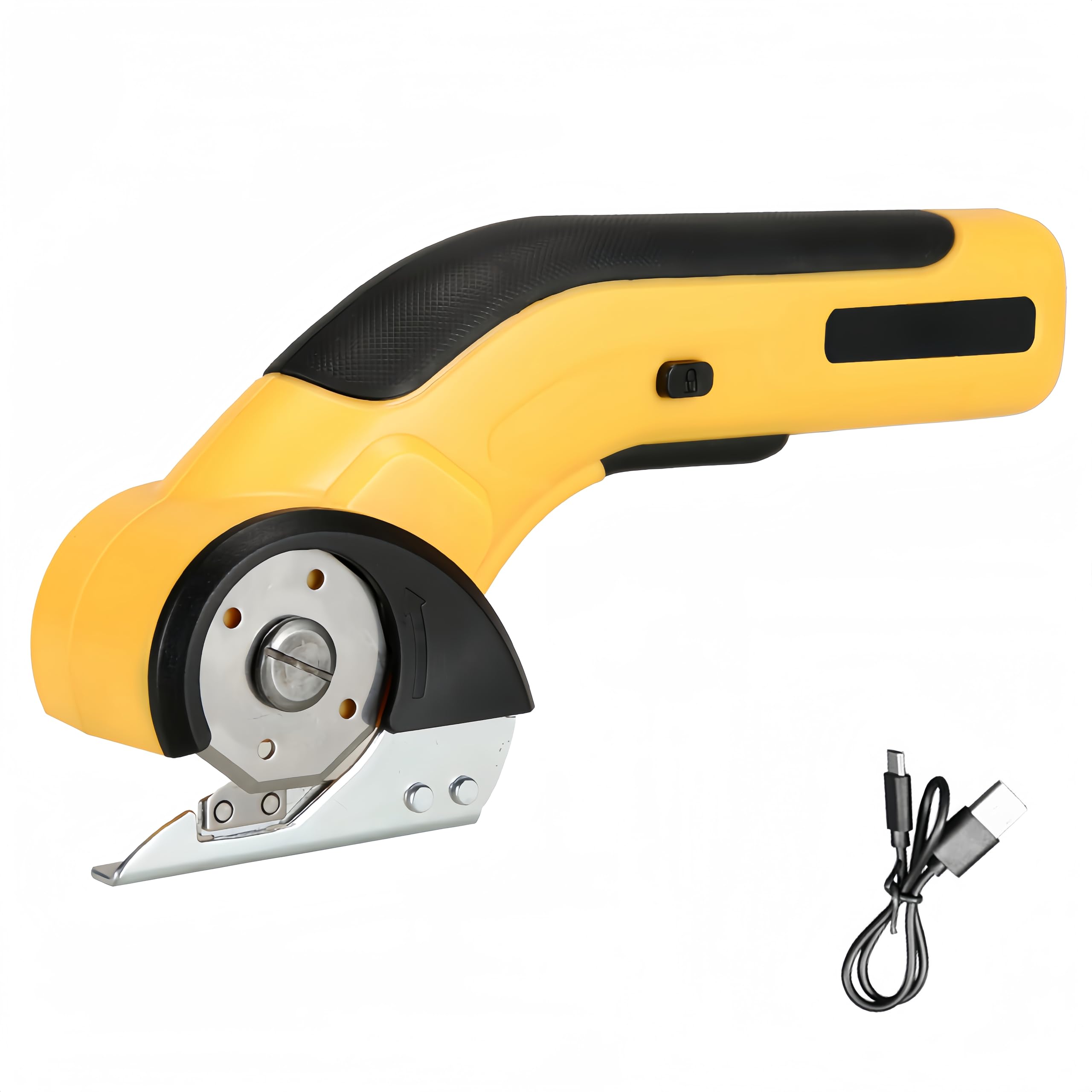 Cordless Electric Mini Scissors, Rechargeable Cardboard Cutter, Fabric Sewing Scissors with Self-Sharpening Rotary Cutter & Safety Lock for Cutting Clothes Paper Leather Carpet