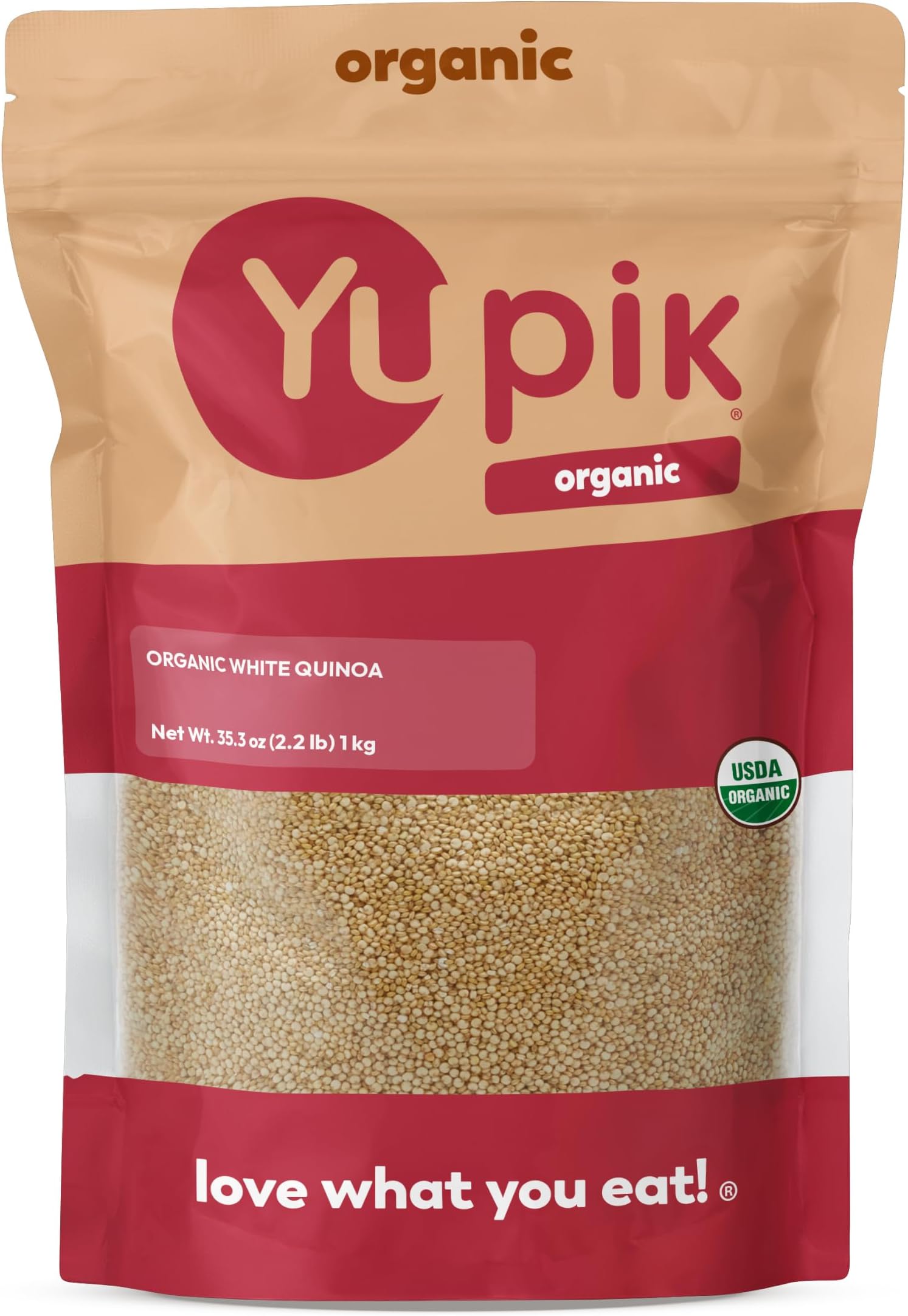 Yupik Organic White Quinoa, 2.2 lb (35.2 oz), Non-GMO, Gluten-Free, Kosher, Vegan, Raw White Grains, Unsalted, Oil-Free, Plant-Based Protein, Source of Fiber, Great Replacement for Rice & Pasta