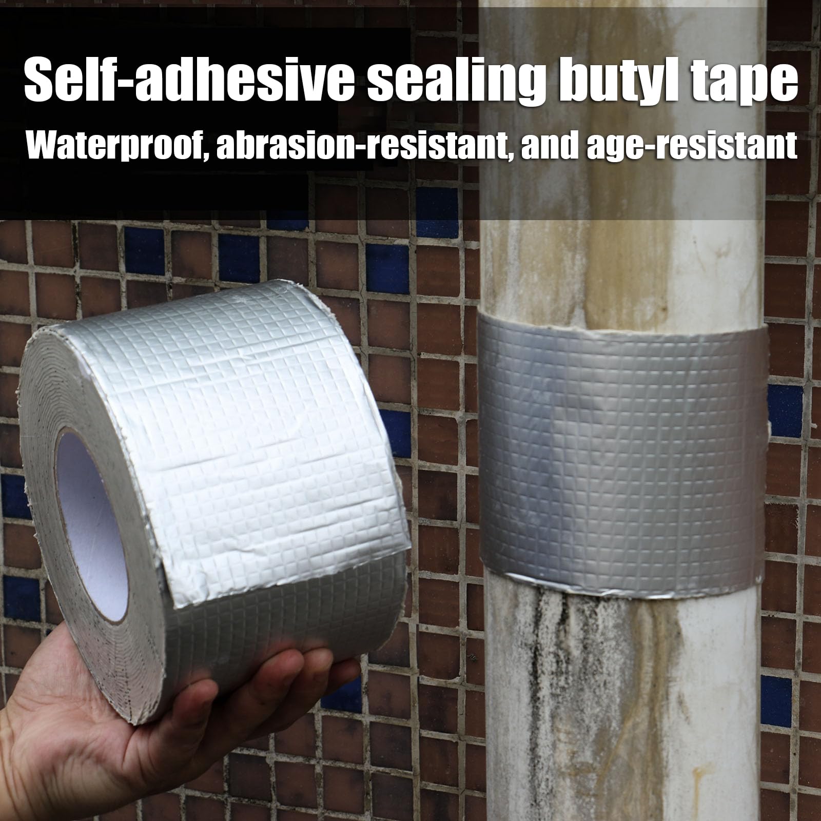 Cinta Impermeable Autoadhesiva,Cinta De Butilo para ReparacióN,Cinta Fugas Agua Presion,Eficaz Y PráCtico,Adecuado para ReparacióN De Puertas Y Ventanas