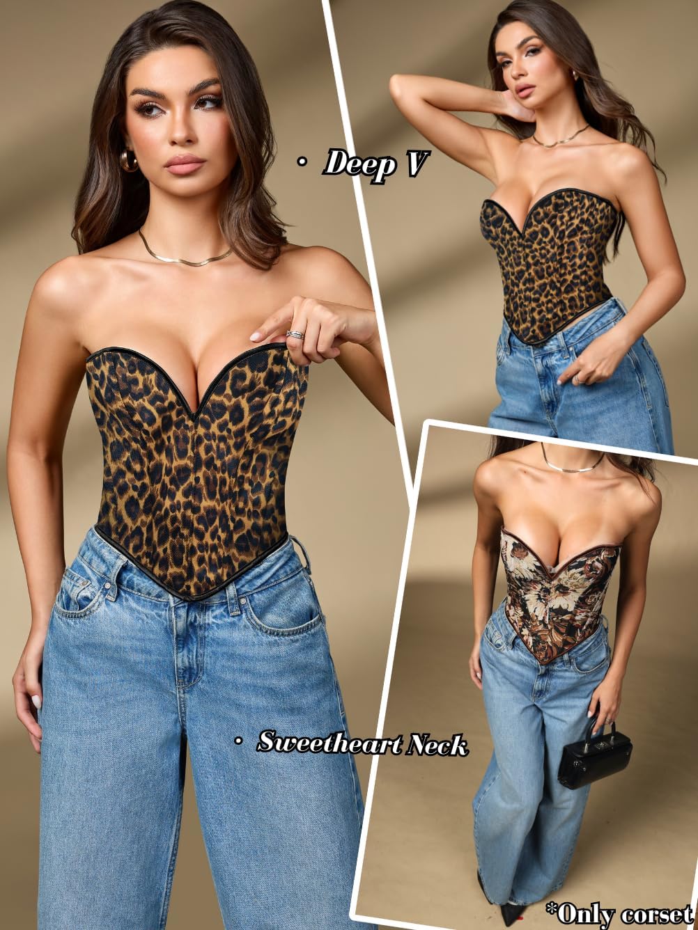 Boned Lace Up Corset Top For Women, Heart Overbust Strapless Vintage, Sexy Bustier Crop, Party Club Outfits - Image 4