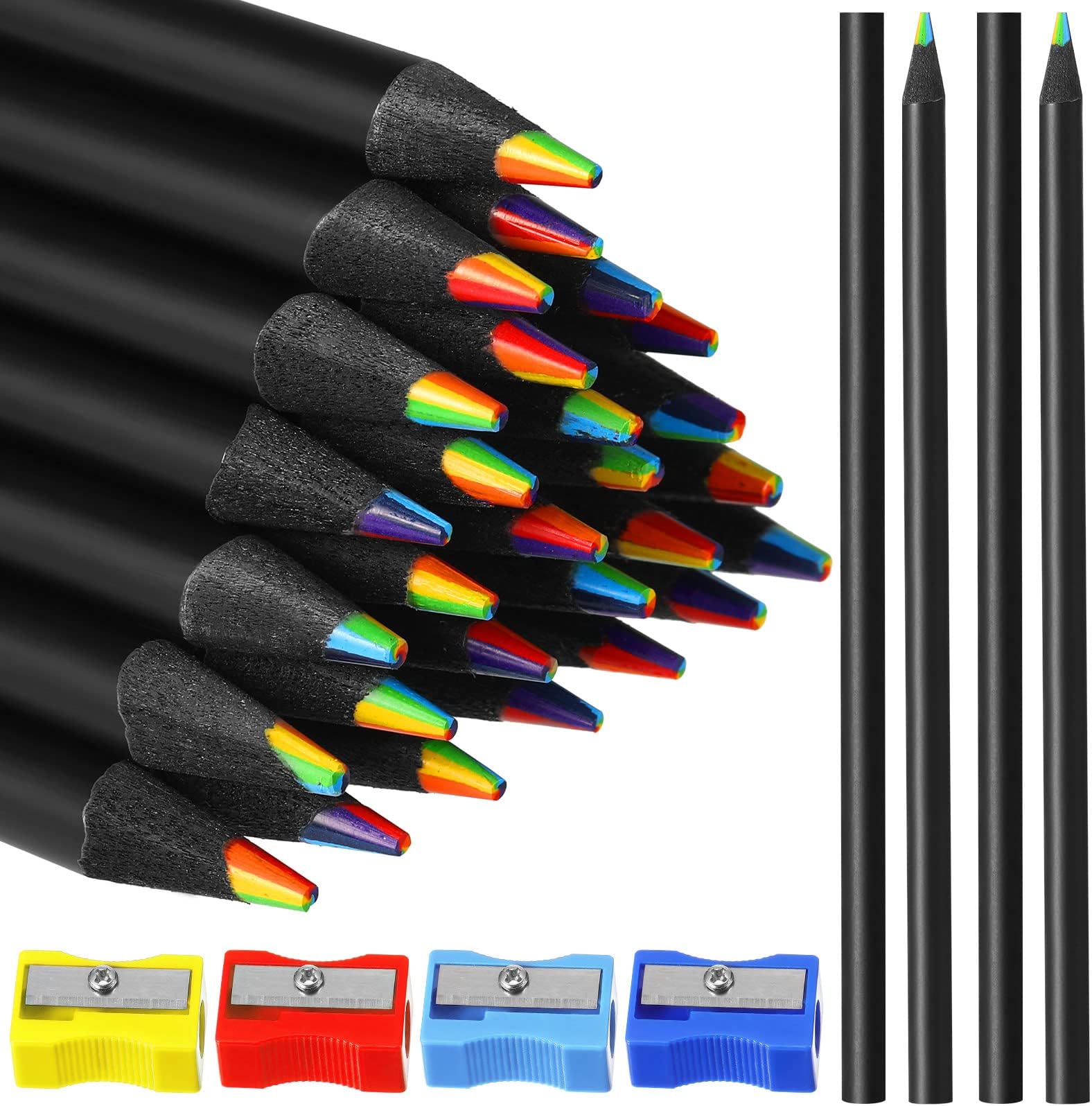 48 Pcs Rainbow Colored Pencils, 7 Color in 1 Rainbow