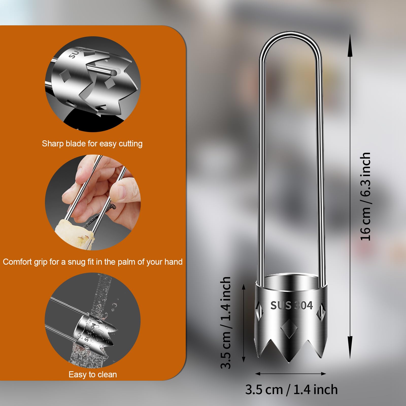 Red Bell Pepper Corer - Pepper, Pineapple, Pear, Apple Corer - 304 Stainless Steel, Rust Resistant, Designed for a Wide Range of Fruits and Vegetables - Easy to Clean - Image 5