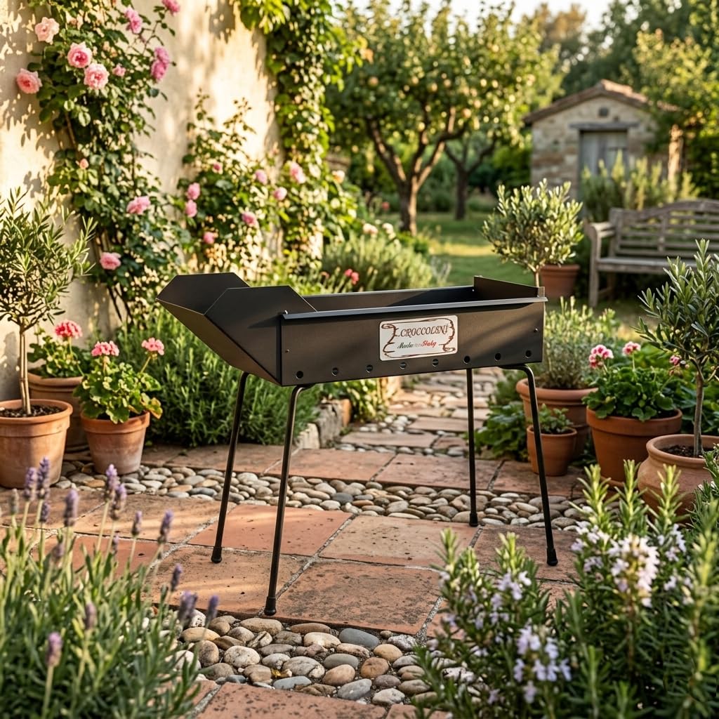 CRUCCOLINI BA12 Barbacoa arrosticini a carbón, Negro, 50 x 13 x 43 cm