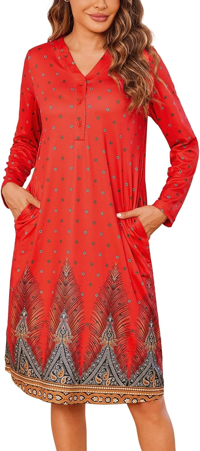 Ekouaer nightgowns house dresses moomoo dresses mumu clothing