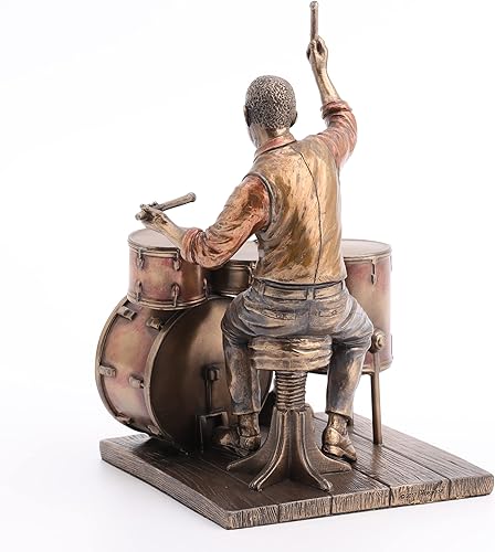 Miniatura 7 de Veronese Design Figura de resina de baterista de jazz de 8 pulgadas, estatua con acabado de bronce