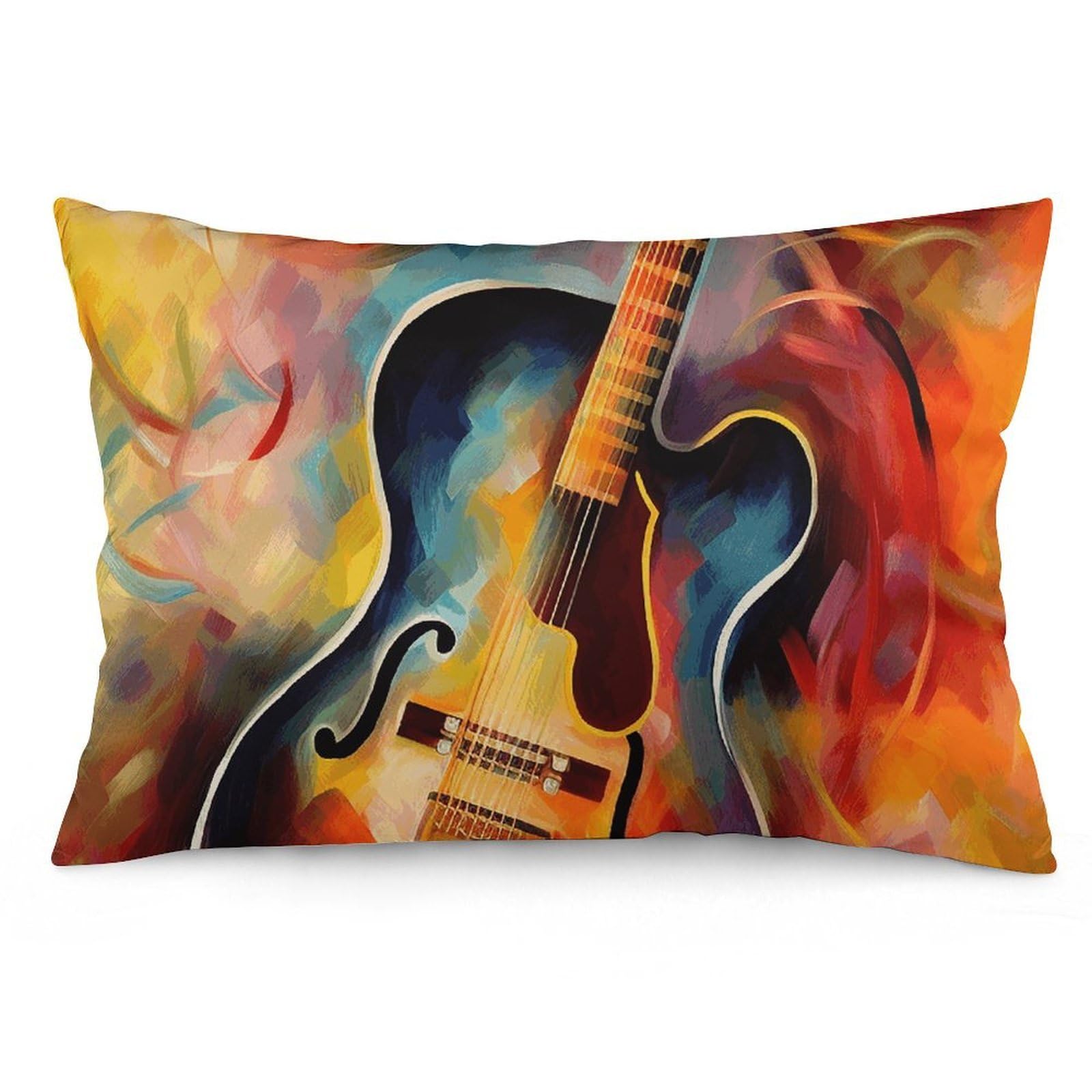 2 Pack Pillow Cases for Hair and Skin, Soft Breathable Pillow Case Covers with Hidden Zipper, Abstract Watercolor Guitar Pillowcase 12 "x20 Pillow Covers for Sleeping Gift