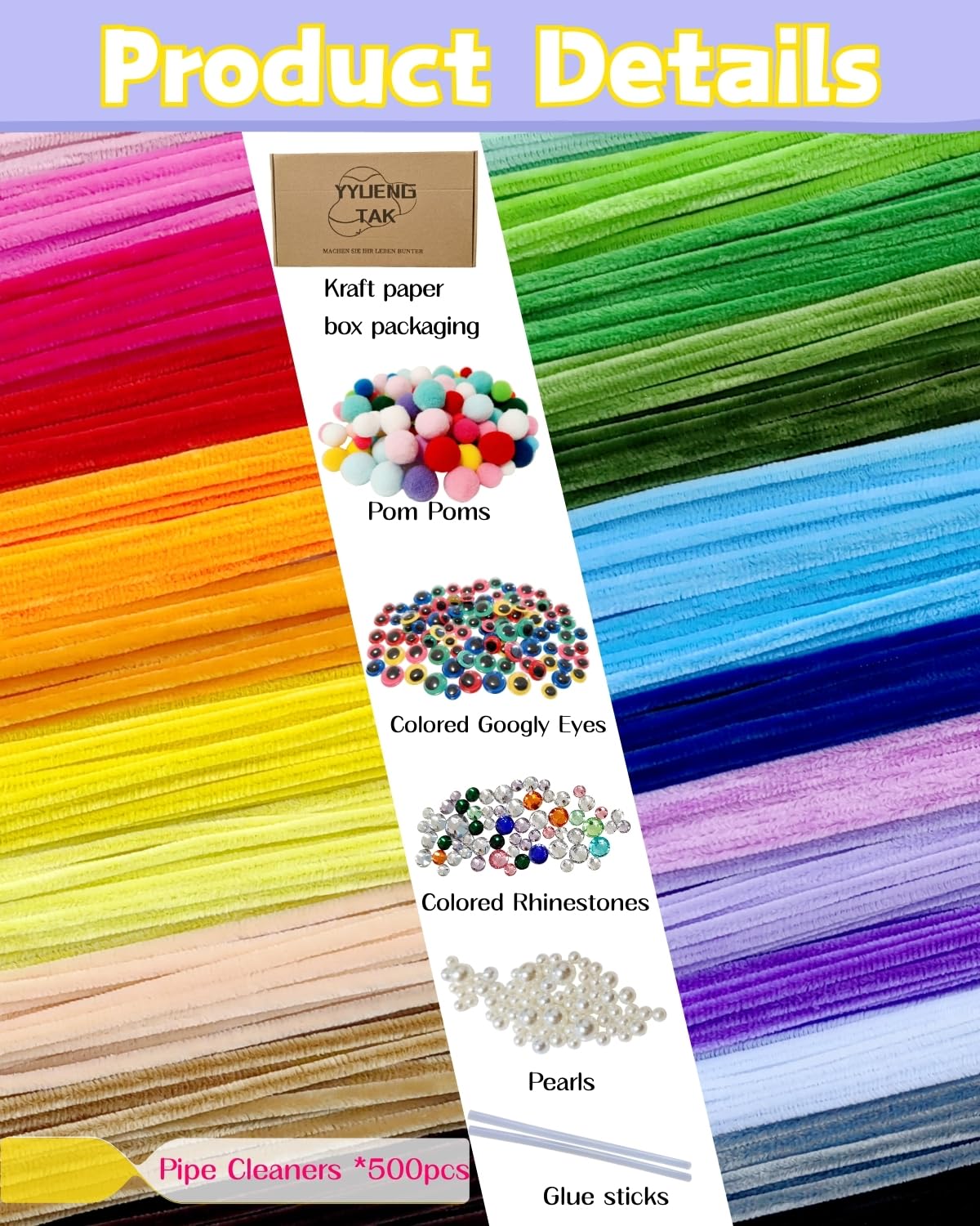 Pfeifenreiniger Bastelset 500 Teile - DIY Blumen Set Mit Zubehör Für Kinder & Erwachsene