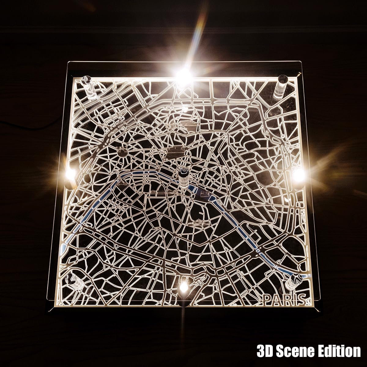 J.WOO Studio Premium stojak ekspozycyjny LED do Lego 10307 Wieża Eiffla (pasuje do 10001 szt., model 59 cali), akrylowy stojak kolekcjonerski z czterostronnymi reflektorami i ekskluzywną grawerowaną