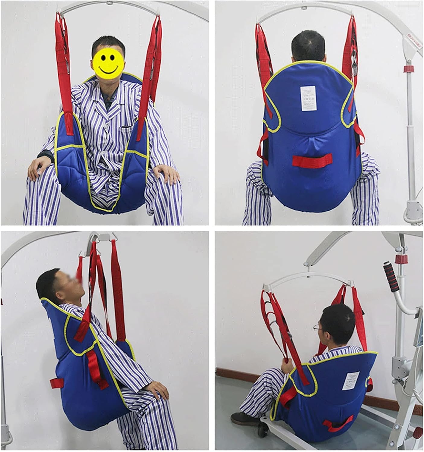 Arnés Elevación Paciente Cuerpo Completo, Cinturón de transferencia de pacientes reutilizable, arnés de elevación de pacientes con soporte for la cabeza, arnés de ducha con piernas divididas(Large)
