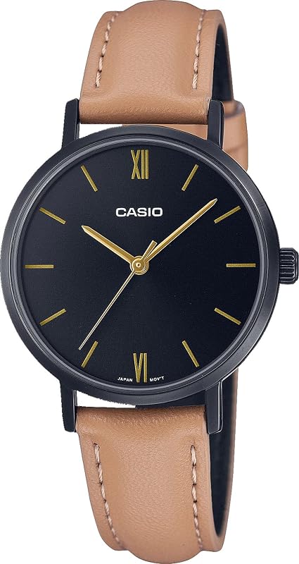 LTP-VT02BL-1A Reloj analógico de 3 manecillas con esfera negra IP minimalista para mujer