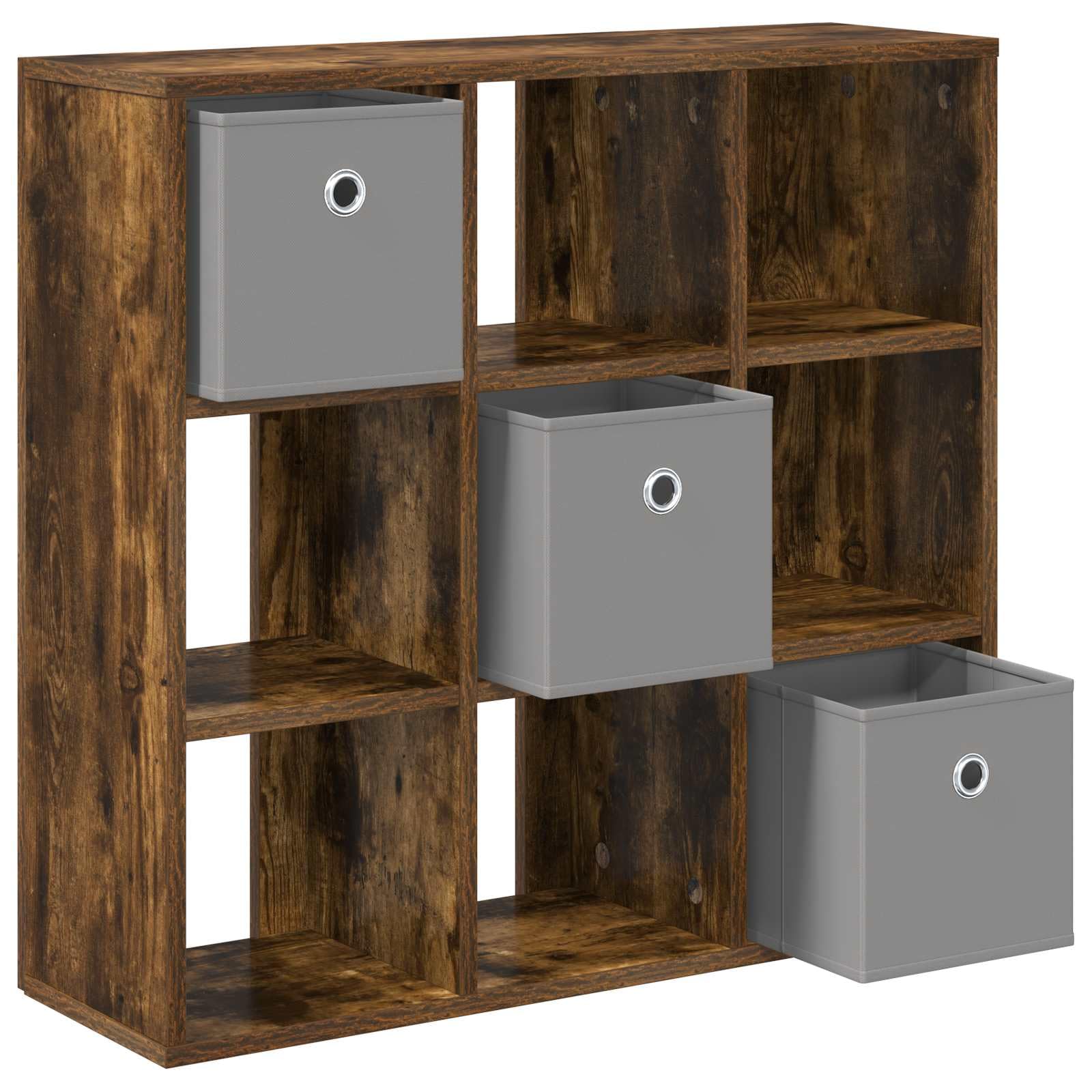 Generico Aparador moderno roble ahumado 73,5 x 24 x 69,5 cm, aparador con 3 cajones de madera de ingeniería, tiradores empotrados y estantes equipados para salón, mueble buffet con amplio