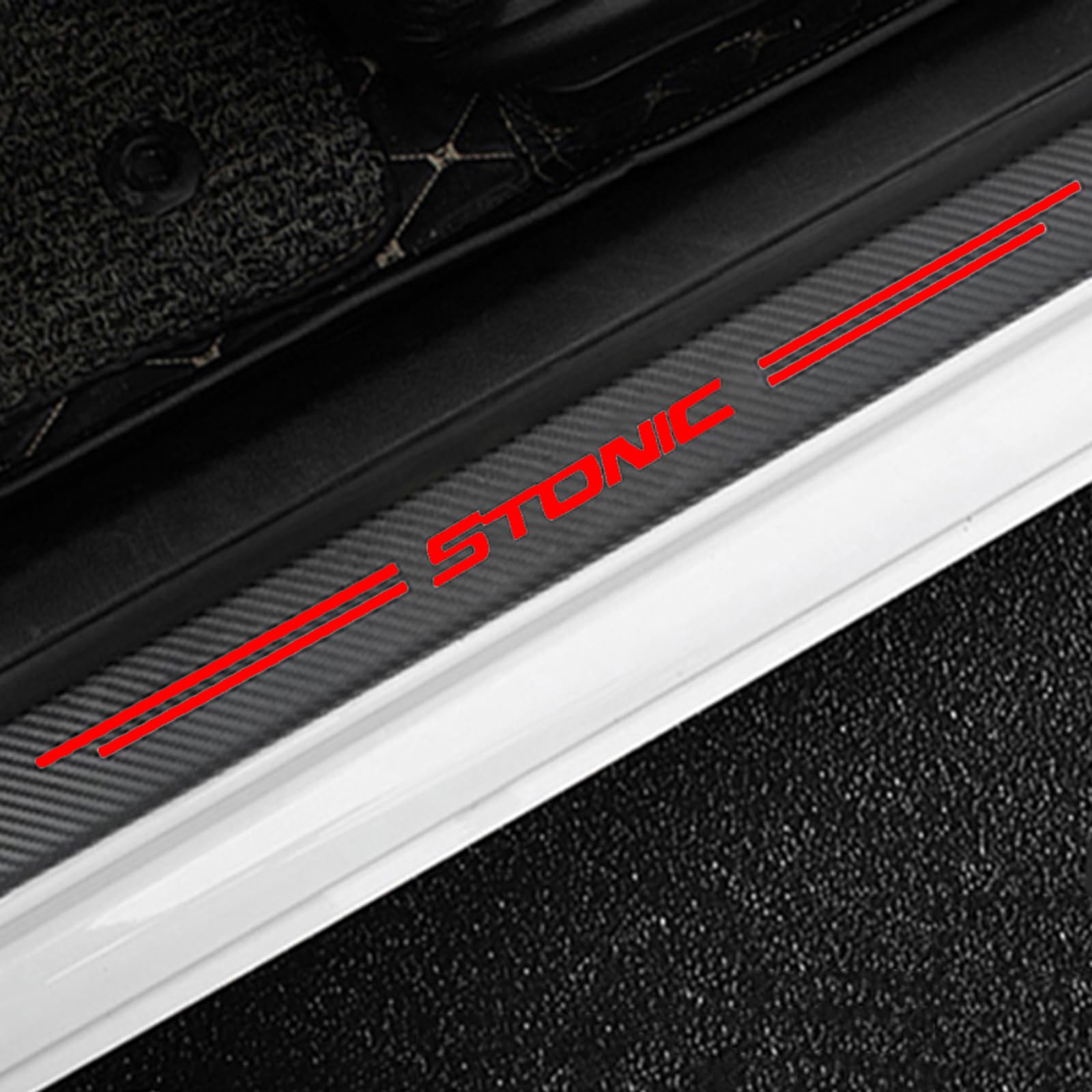 KLHYWEN Car Door Sill Protector for KI-A Stonic 4PCS Car Door Sill Scuff Plate Carbon Fiber Stickers Accessories,Red