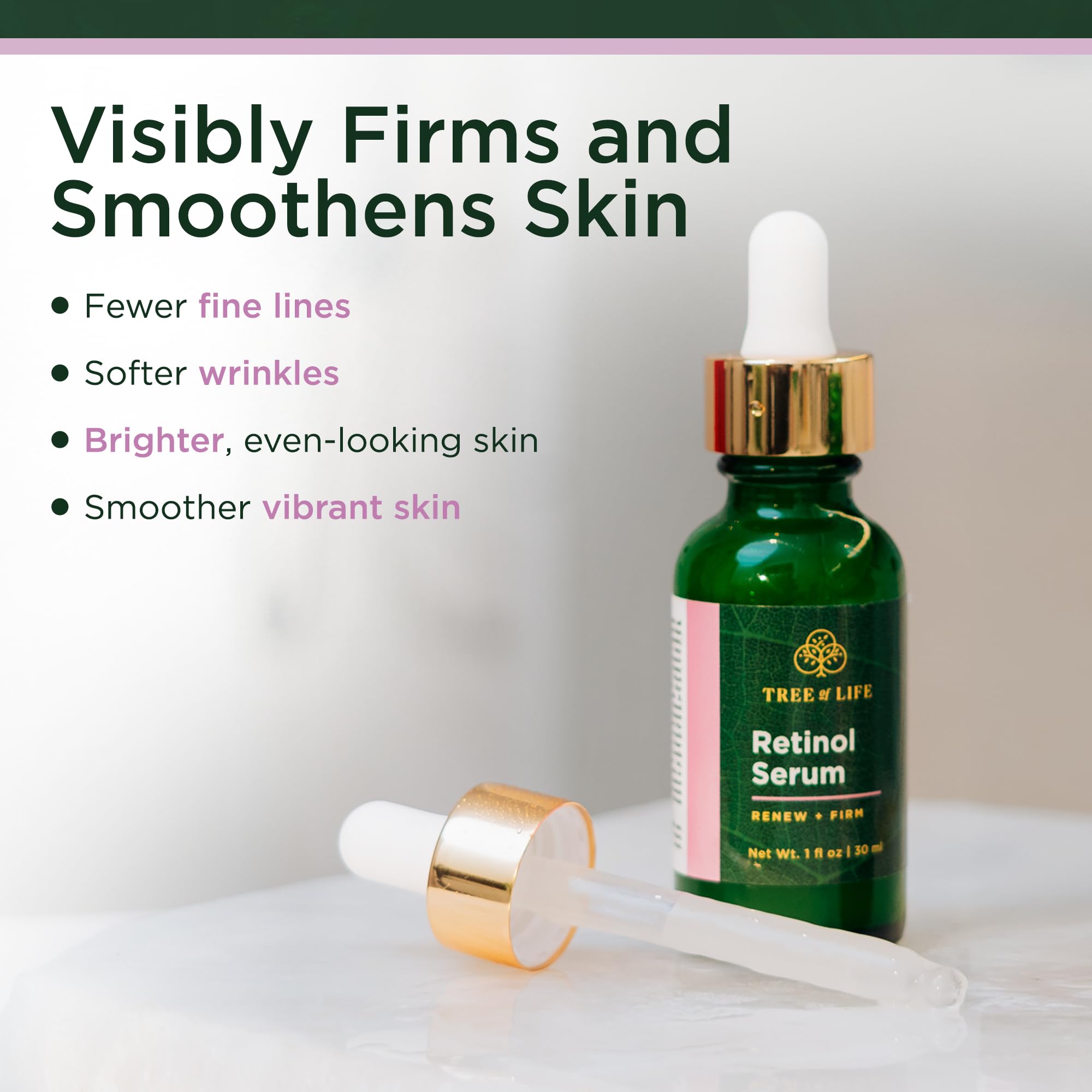 Tree of Life Beauty - Juego de cuidado facial de la piel, sueros faciales iluminadores, reafirmantes e hidratantes para pieles sensibles, niacinamida, vitamina C, retinol y ácido hialurónico, probado