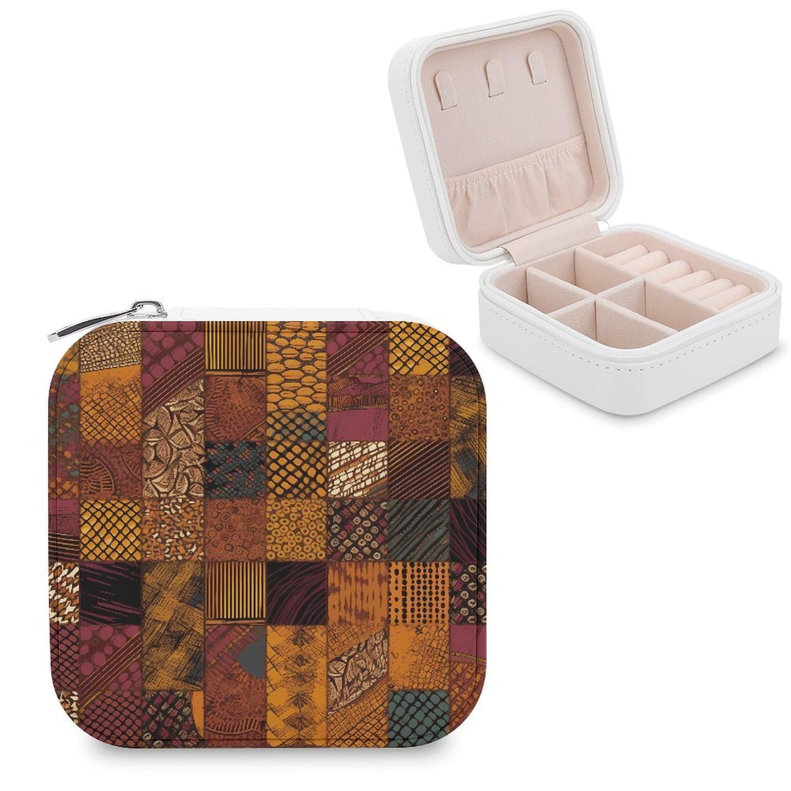 Boîte à bijoux de style africain en cuir PU pour voyage