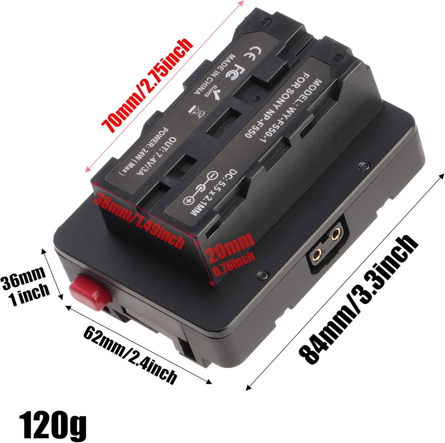 Fotga V-Lock Power Adapter Mount Plate V Mount Battery Plate + NP-F NP-F960 NP-F970 NP-F550 Dummy Battery,D-tap Output for Power Camera Monitor LED Light for Z Cam E2/F6/S6/F8 Video Camera Transmitter