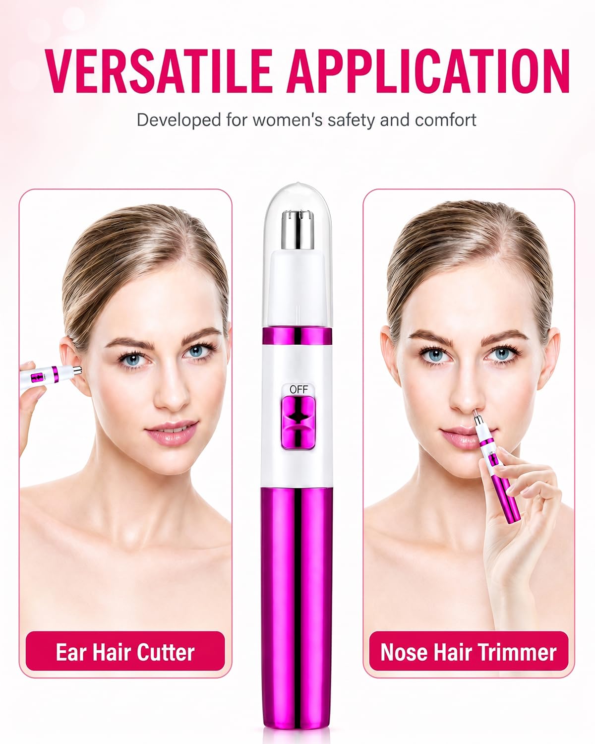 NUMIFUN Ear and Nose Hair Trimmer for Women Nose Hair Clipper Professional Painless Noses Trimmer Ladies Eyebrow and Facial Hair Trimmer, Waterproof Dual Edge Blades for Easy Cleansing — Amazon image 2