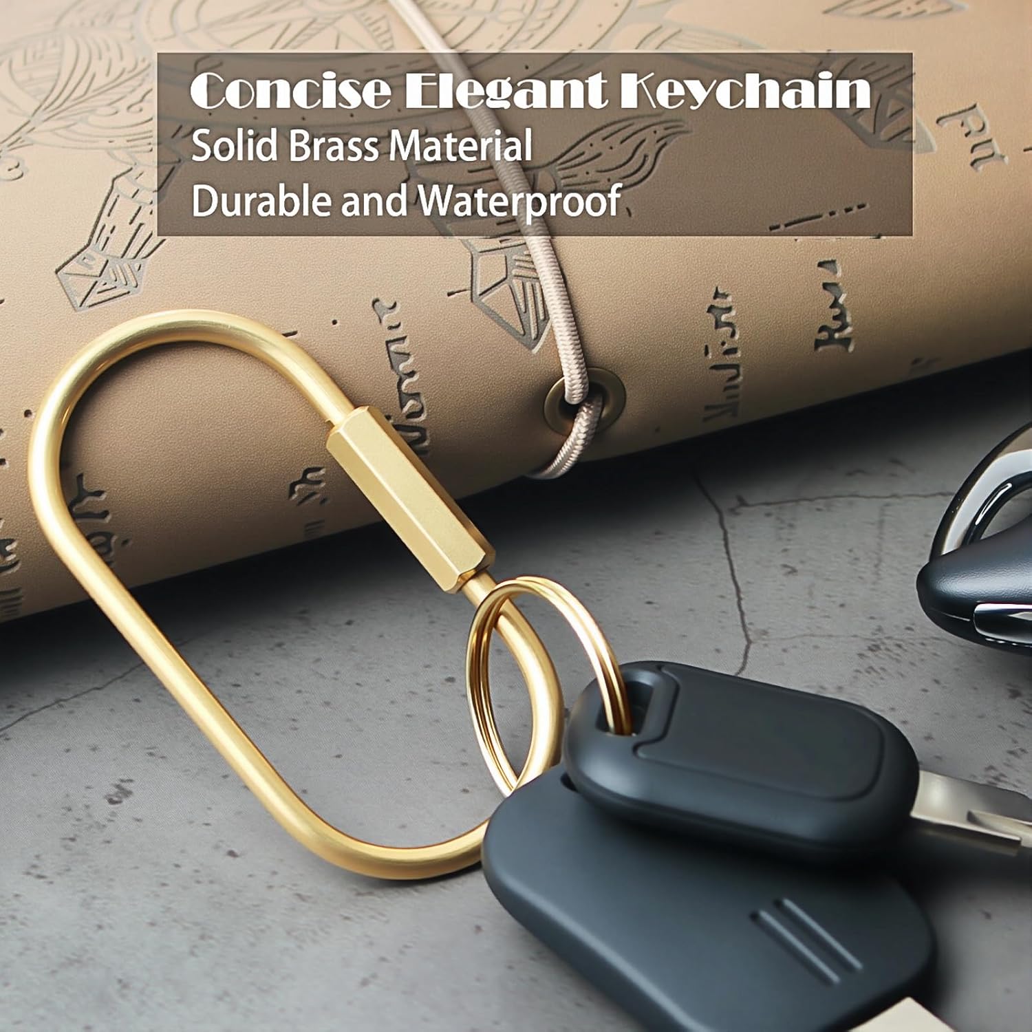 8 Pcs Locking Carabiner Key Rings for Keys,Gold Carabiner Keychain Clip,Screw Lock Keychain Organizer, Purse Bag Charms,Brass - Image 2