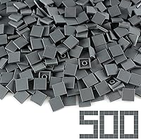 Vista 1 de Azulejo gris azulado oscuro 2 × 2 × 500 piezas y piezas de ladrillos MOC planos, bloques de construcción a granel para suelo de pared de superficie