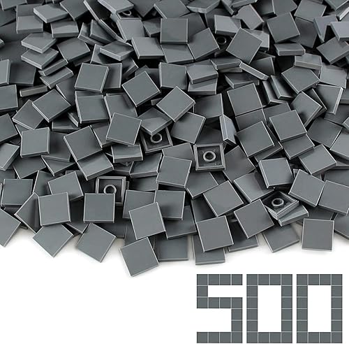 Azulejo gris azulado oscuro 2 × 2 × 500 piezas y piezas de ladrillos MOC planos, bloques de construcción a granel para suelo de pared de superficie