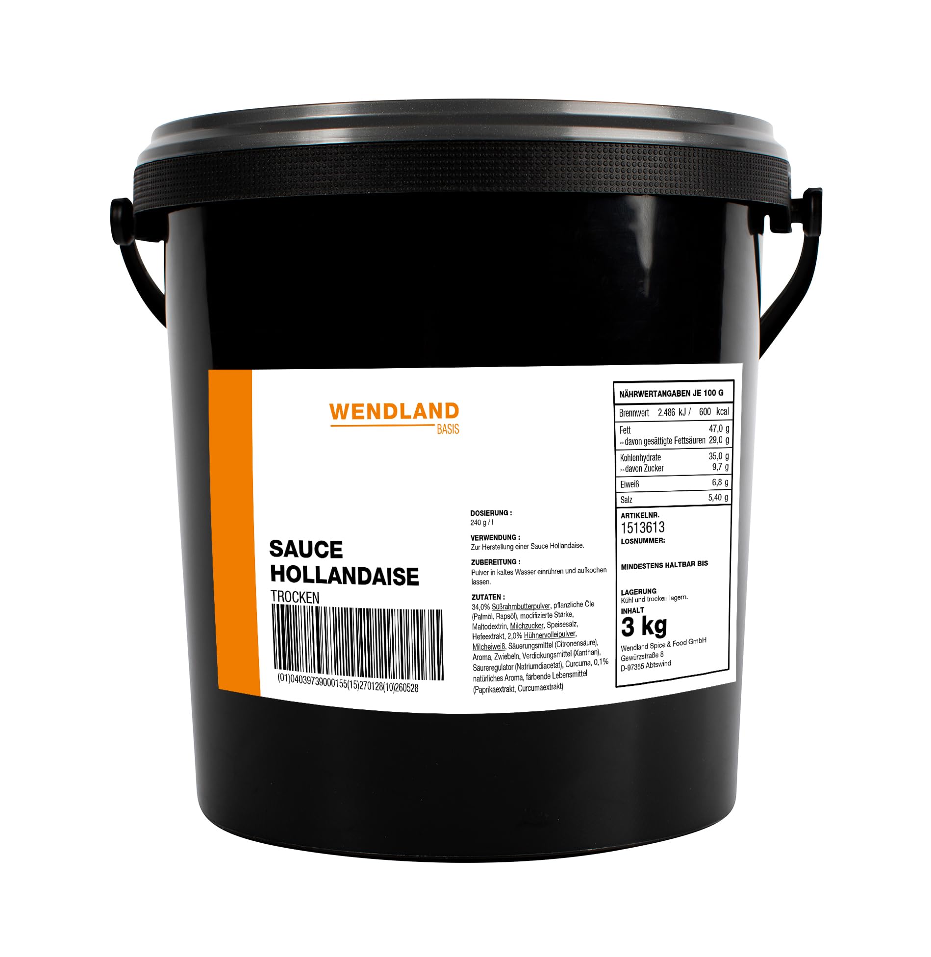 Wendland Sauce Hollandaise, 3 kg Fixprodukt zur Zubereitung von 15 Liter Buttercremesauce