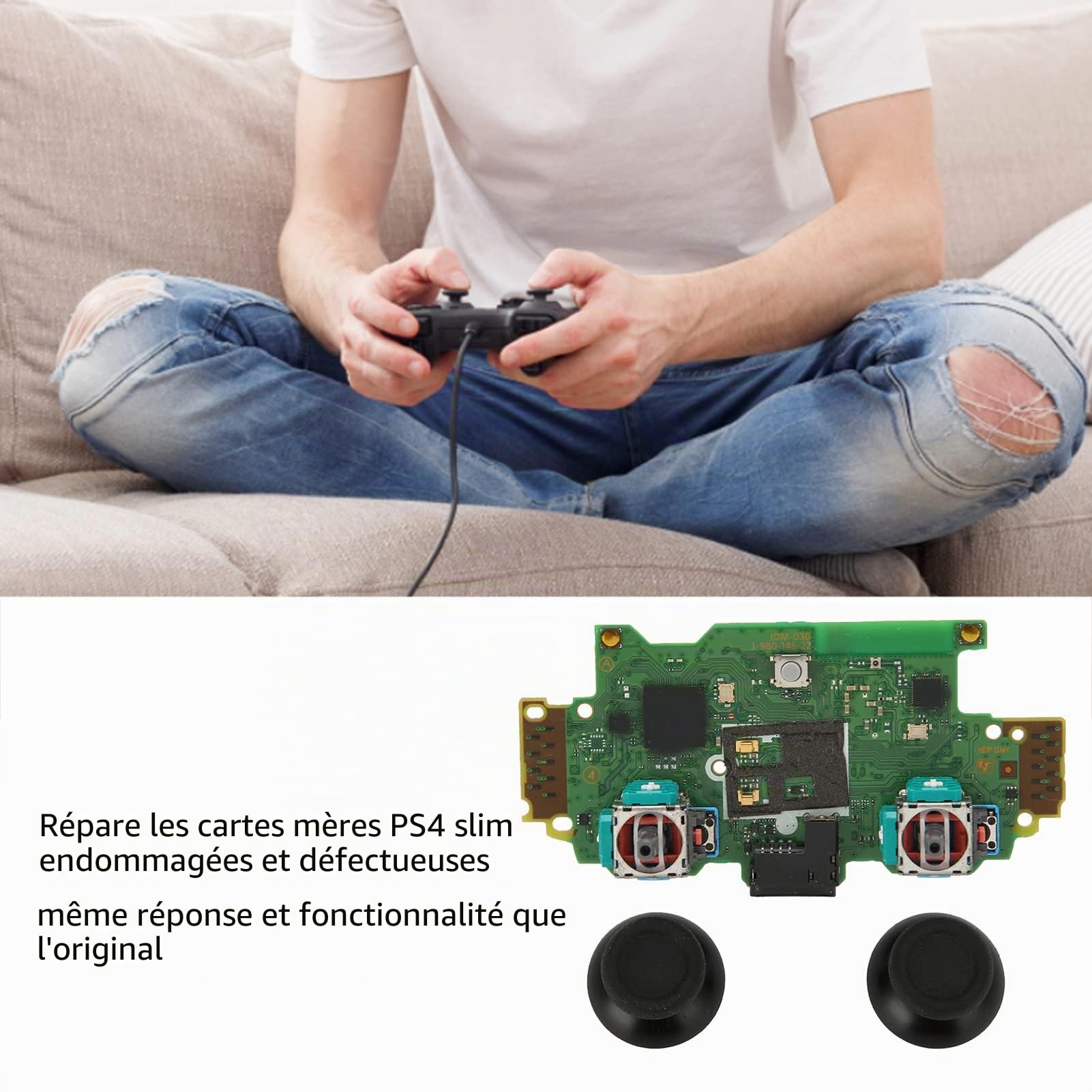 Zunate pour PS4 Slim Contrôleur Carte Mère Remplacement Console de Jeu Carte Mère avec Manette 3D pour PS4 Slim Manette JDM030