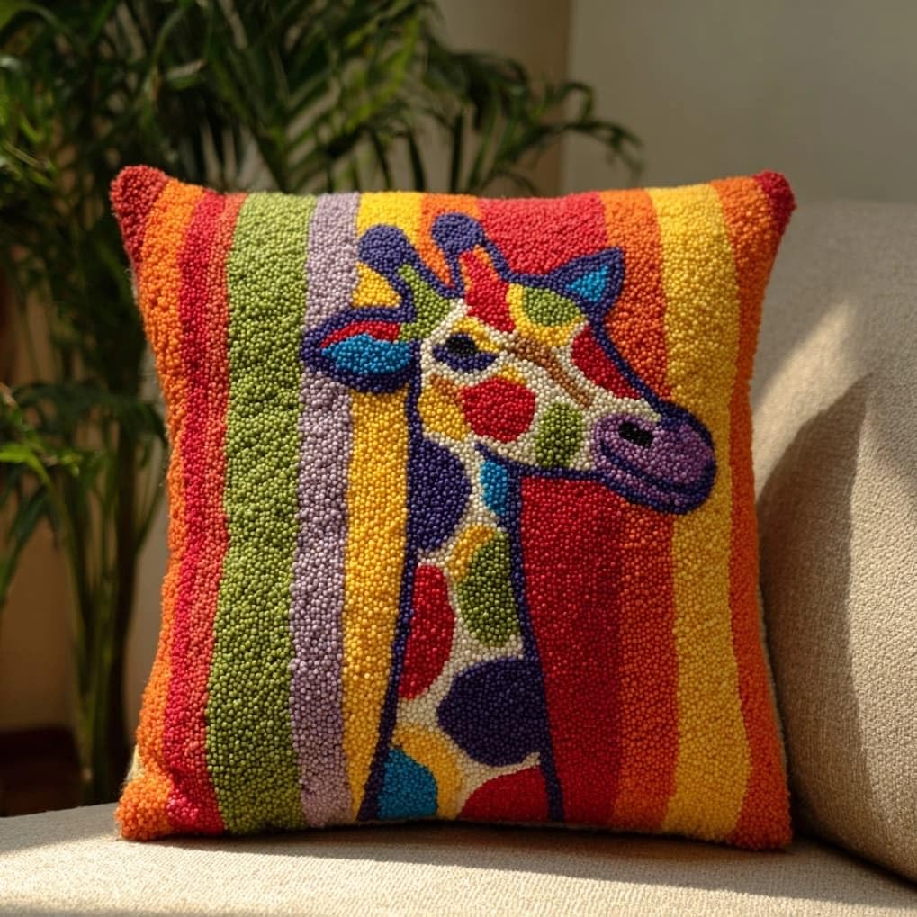 AxiangziK Latch Hook Cushion Kits,Giraffe