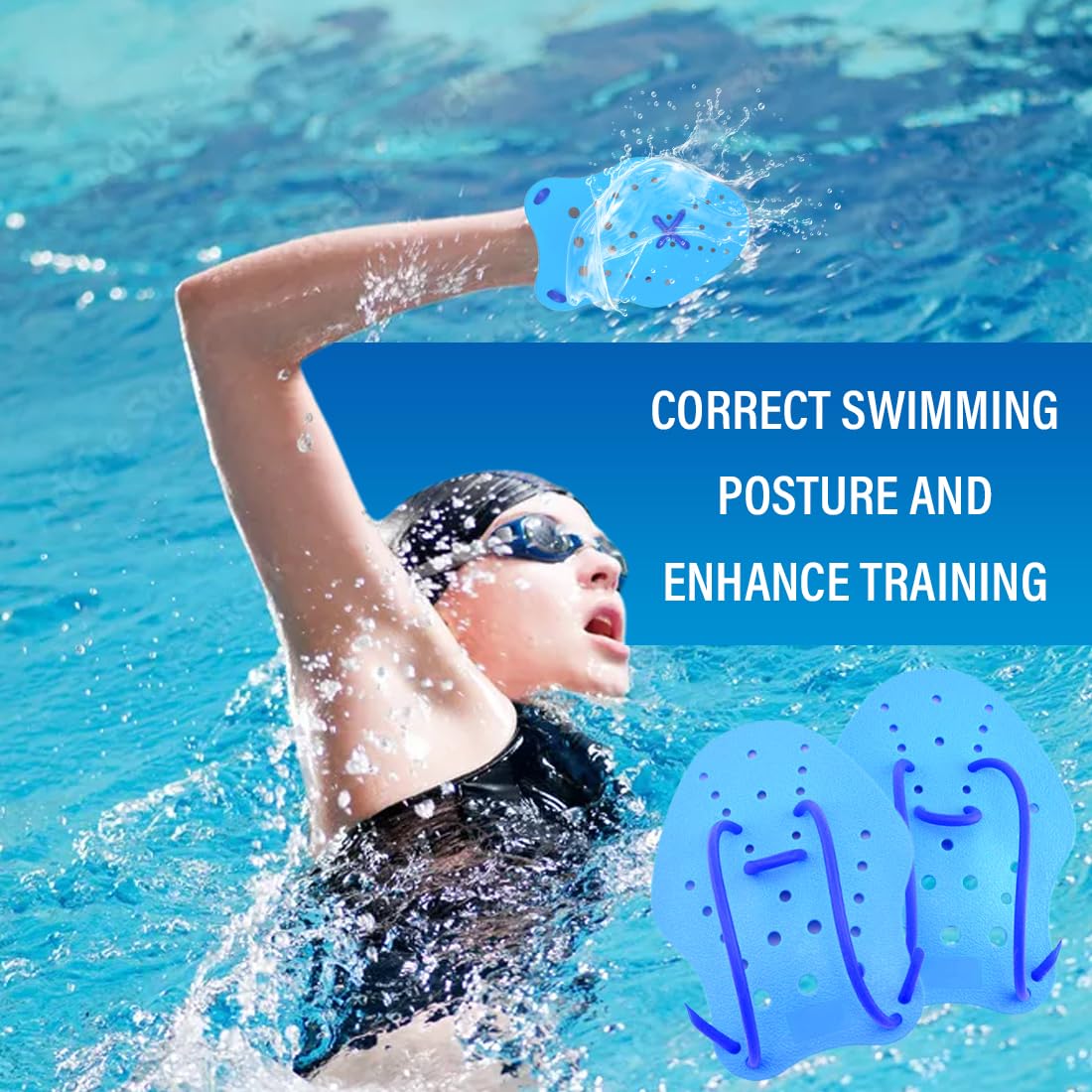 Hand Paddle, Palette per Allenamento al Nuoto in Piscina e in Mare, Pagaia Regolabile Per Nuoto, Palette Per Allenamento Al Nuoto, Per Il Nuoto, Accessori Per l'Allenamento Per Adulti Unisex