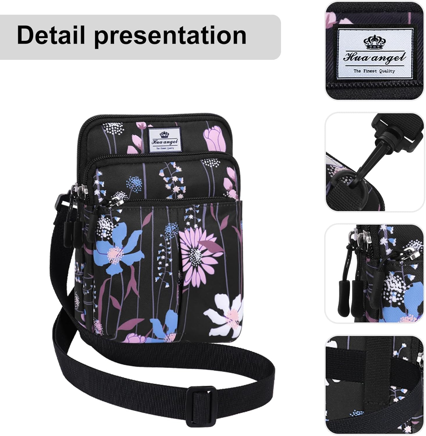 HUA ANGEL Multifunctional Fanny Pack for Men & Women Lightweight Waist Bag with 3 Zip Compartments, Cross body bag for Running Walking Sport Travel - Image 3