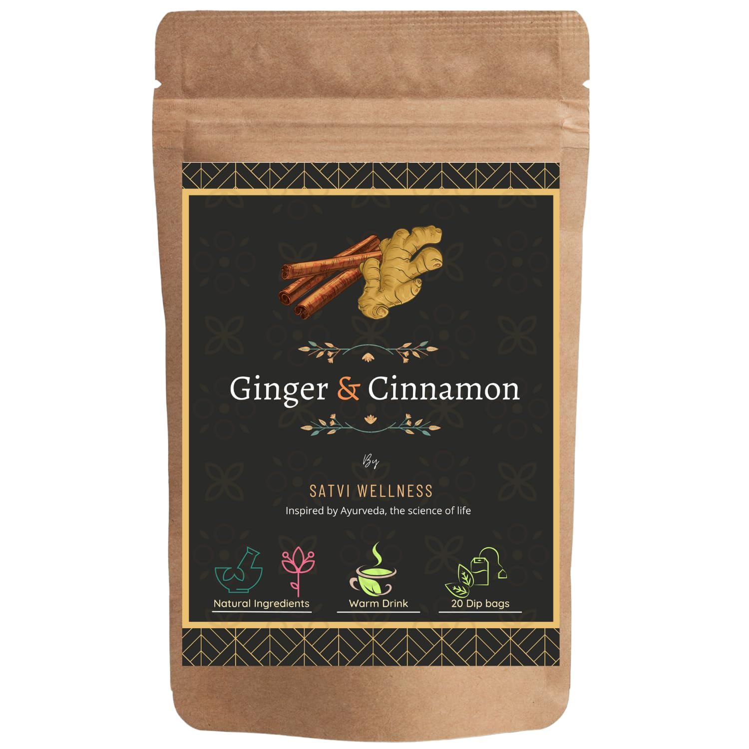 Ginger Cinnamon Tea | Ginger cinnamon tea Tea Bag | Cinnamon tea | Ginger Tea | Ginger cinnamon tea | Satvi Wellness Ginger Cinnamon warm drink | Natural ingredients | Herbal tea | 20 tea bags | Each tea bags in individual pouches | Easy to use and t (B0CQH47VN5) Amazon Price History, Amazon Price Tracker