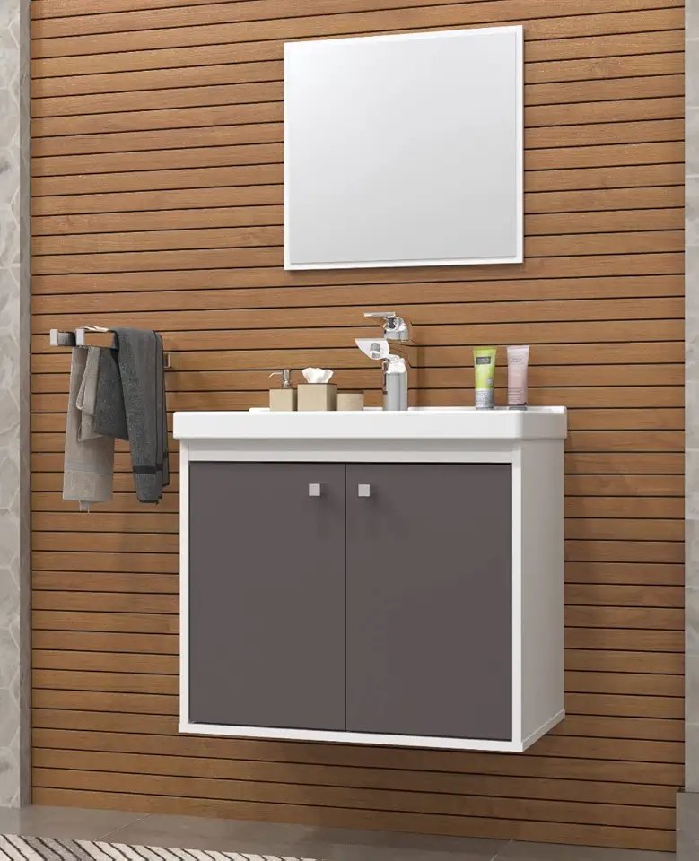 RIVERZZA Gabinete com Cuba Suspenso 100% MDF Branco Gianduia Lilies Móveis