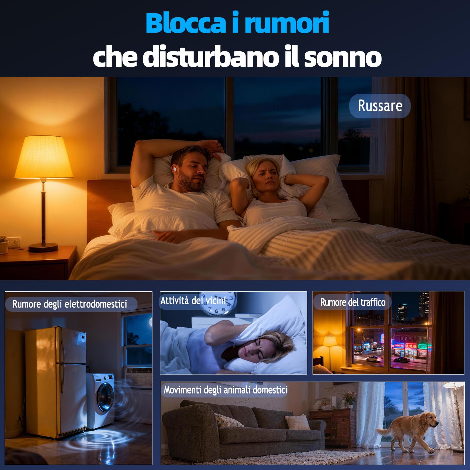 Cuffie Bluetooth, Cuffie per Dormire sul Fianco, Auricolari Bluetooth 5.4 con Doppia Modalità Sonno, 40 Ore Mini Sleep Earbuds Bluetooth, 6 modalità EQ Mini In Ear Auricolari IPX7, Display LED