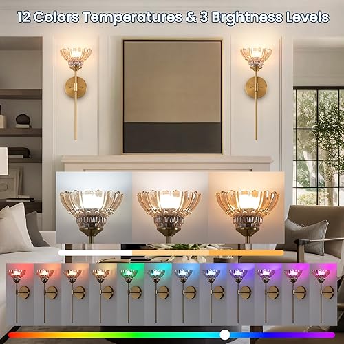 Miniatura 6 de Juego de 2 apliques de pared a pilas, lámpara de pared de tocador de baño de mediados de siglo con bombillas LED recargables, lámparas de pared LED