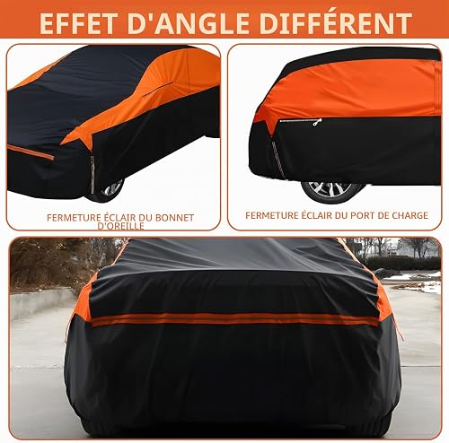 Full Car Cover for VW ID.4 2021-2025, 6 Layers Outdoor Car Cover with Cotton, Waterproof Rain Snow UV Dust All Weather Breathable Automobiles Hail Protector - 4