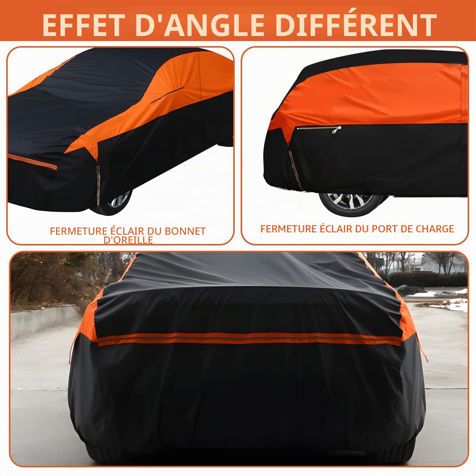 Bâche Voiture Extérieur pour VW ID.4 2021-2025, Housse Protection Voiture 100% Étanche Respirante Anti UV Soleil Protection Contre la grêle avec Zip et Doublure en Coton