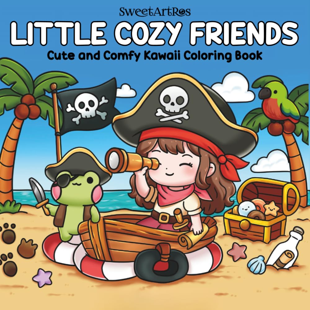 Little Cozy Friends: A Cute and Comfy Kawaii Coloring Book for Adults and Teens Featuring a Girl and Her Fun Frog – Adorable Besties in Everyday ... Stress Relief. (Little Cozy Friends Coloring)