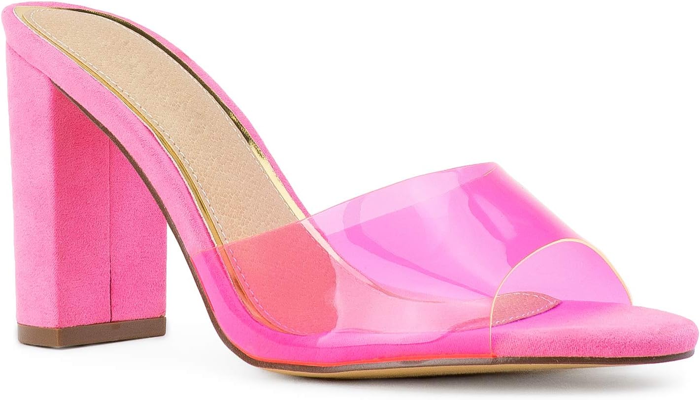 RF ROOM OF FASHION Open Toe Clear Band Dress High Heel Mule Sandal Pumps