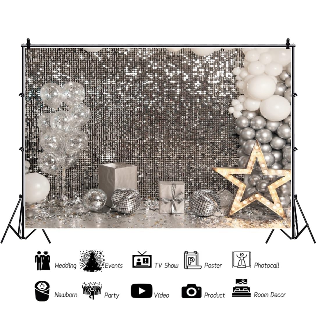 Sfondo Fotografico Argento Paillettes 4x7 Piedi - Per Matrimoni, Compleanni E Eventi - Cabina Fotografica Professionale - Foto 9