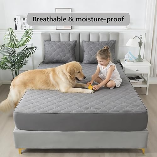 Miniatura 7 de Protector de colchón impermeable – Protector de colchón de tamaño individual silencioso y estilo sábana ajustable | Protección completa de cama para