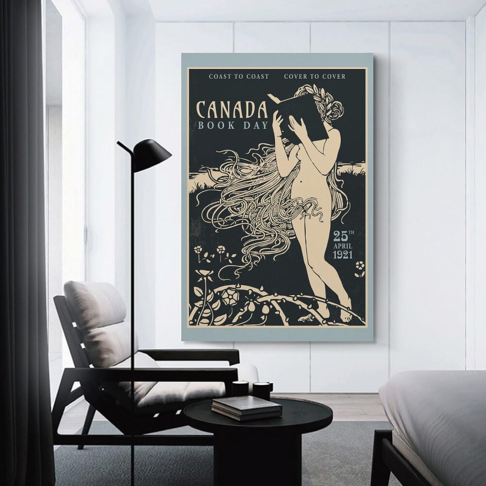 Junmoney Canada Book Day Vintage Canvas Art Print, 24x36inch(60x90cm), for Home Walls, Creative Rooms Or Shared Spaces, Decorative Artwork with Broad Appeal