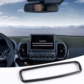 for Ford Bronco/Sports 2021 2022 + Interior Top Mirror Decoration Cover Ring Trim for Ford Bronco/Sports 2021+(1PC,ABS,Carbon Fiber Black)