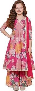 Naixa Girls Rayon Fabric Floral Printed 3/4 Sleeve Sharara Dress Set For All Occasion salwar suit Price In India
