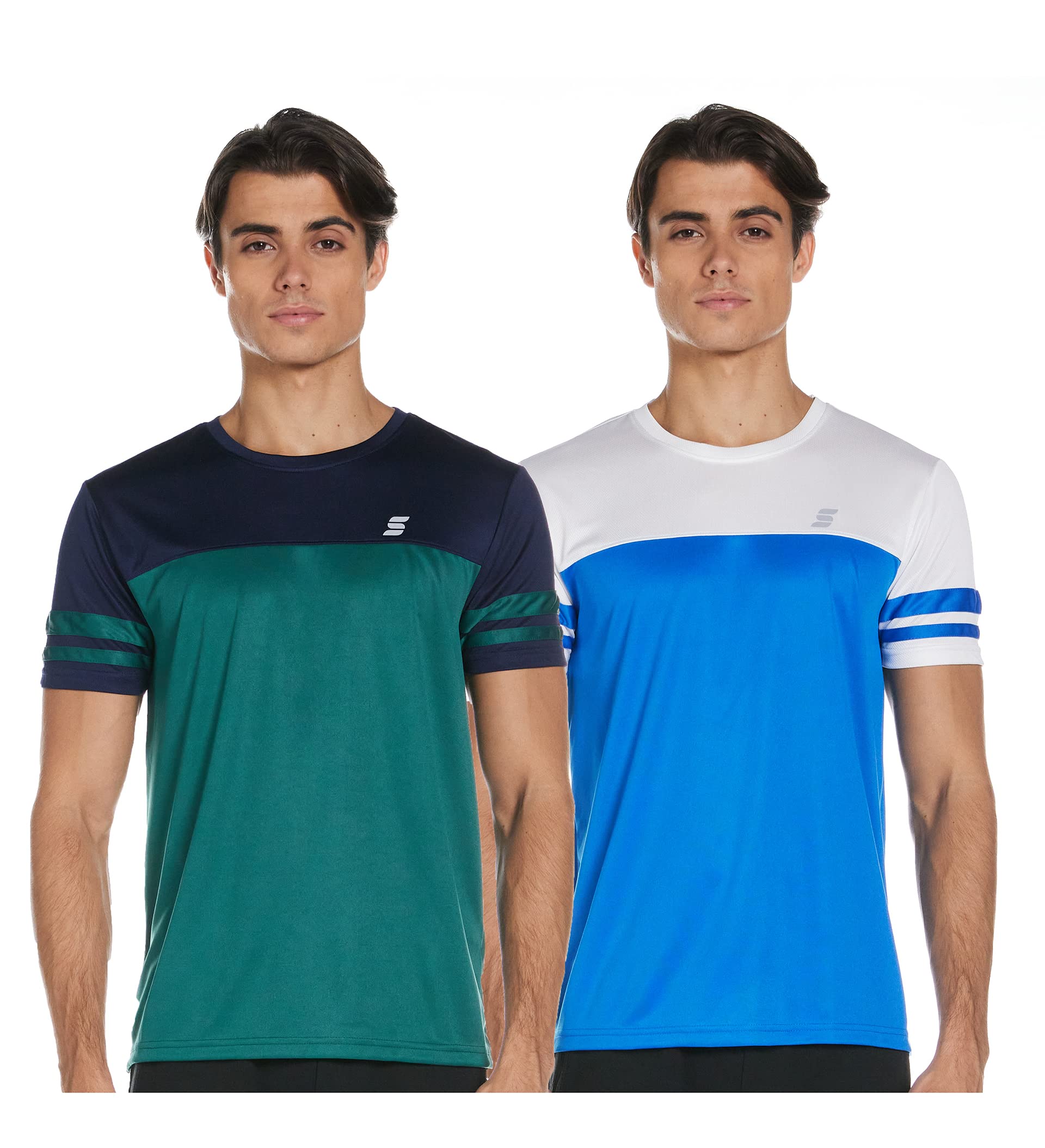 Amazon Brand - SymactiveMen's Color Block Regular Fit Half Sleeve Sports PO2 T-shirt