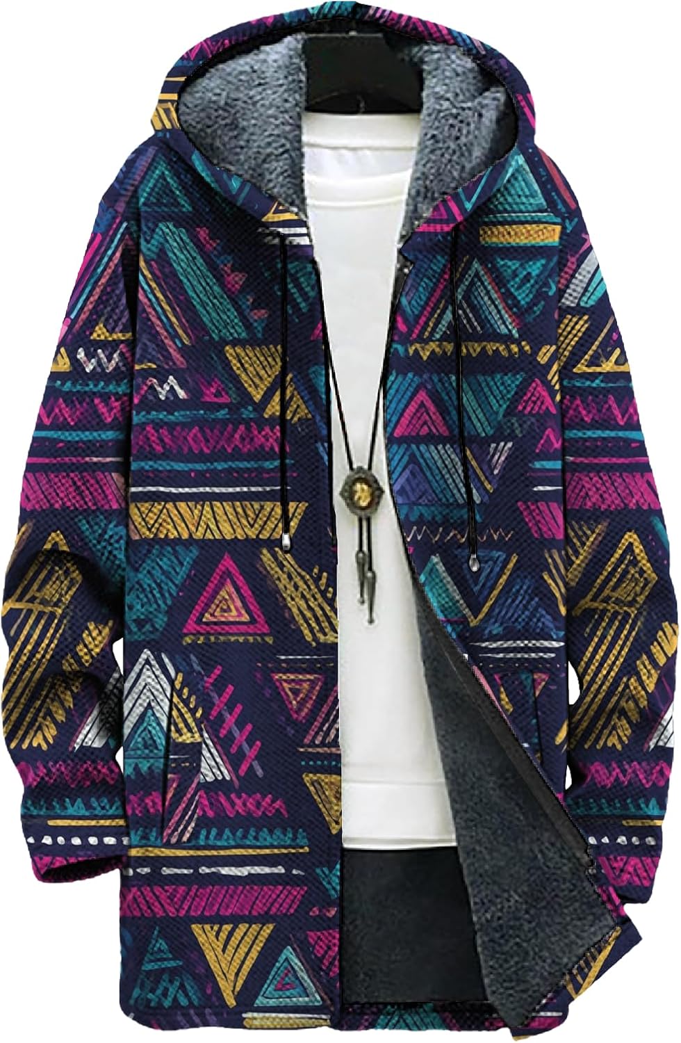 Biacolum Hooded Jacket for Men Trendy Graphic Print Warm Fleece Lined Winter Swearshirts Comfy Fall Outwear with Pockets