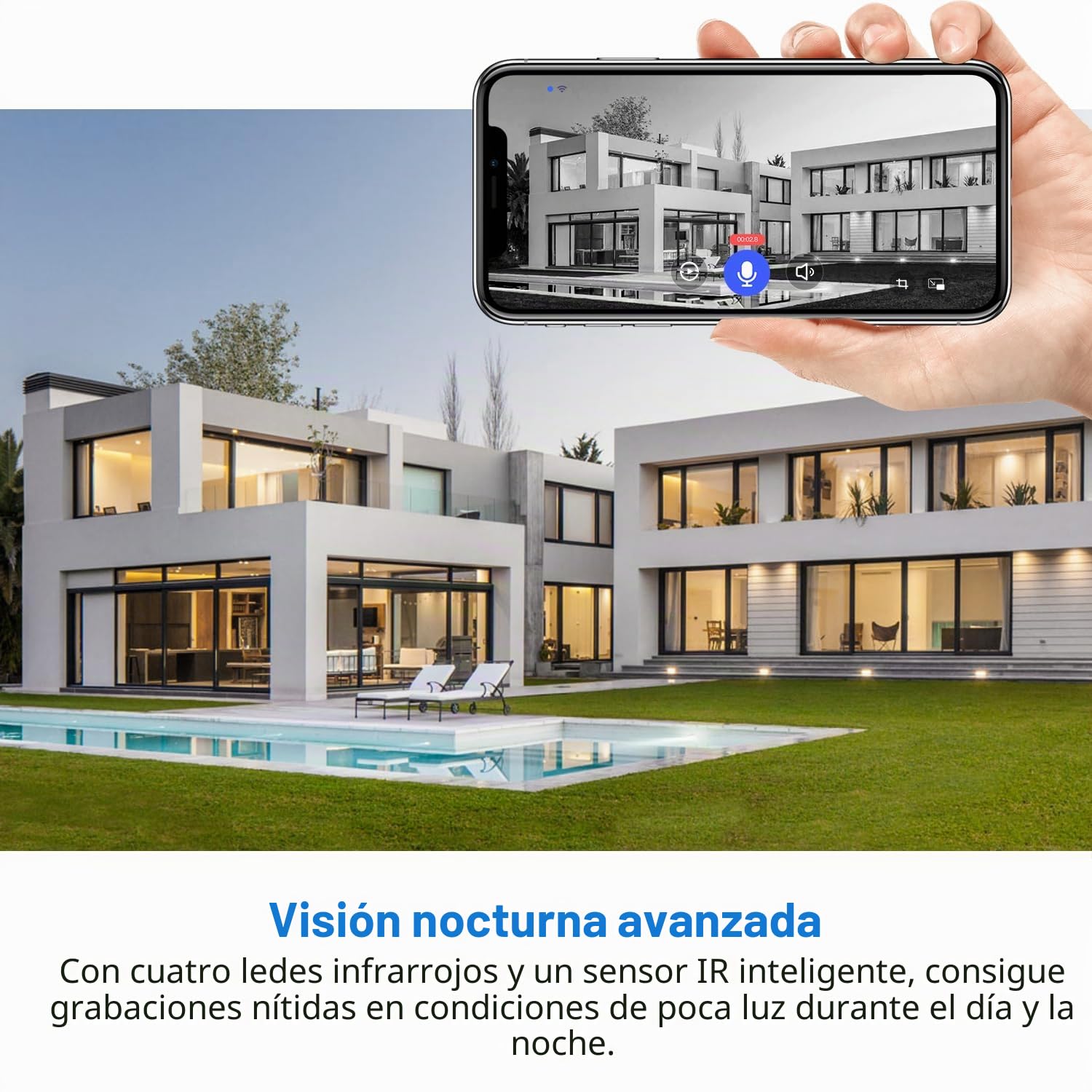 Cámara de video para timbre WiFi 1080P inalámbrica, detección humana AI, conversación de 2 vías, Wi-Fi de 2,4 G, alimentada por batería, almacenamiento en la nube, vigilancia interior y