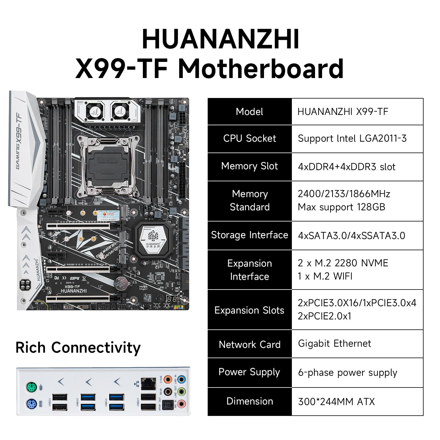 X99 Motherboard LGA 2011 3: Supports Xeon E5 V3/V4 CPU, DDR4 RAM, M.2 - View #11