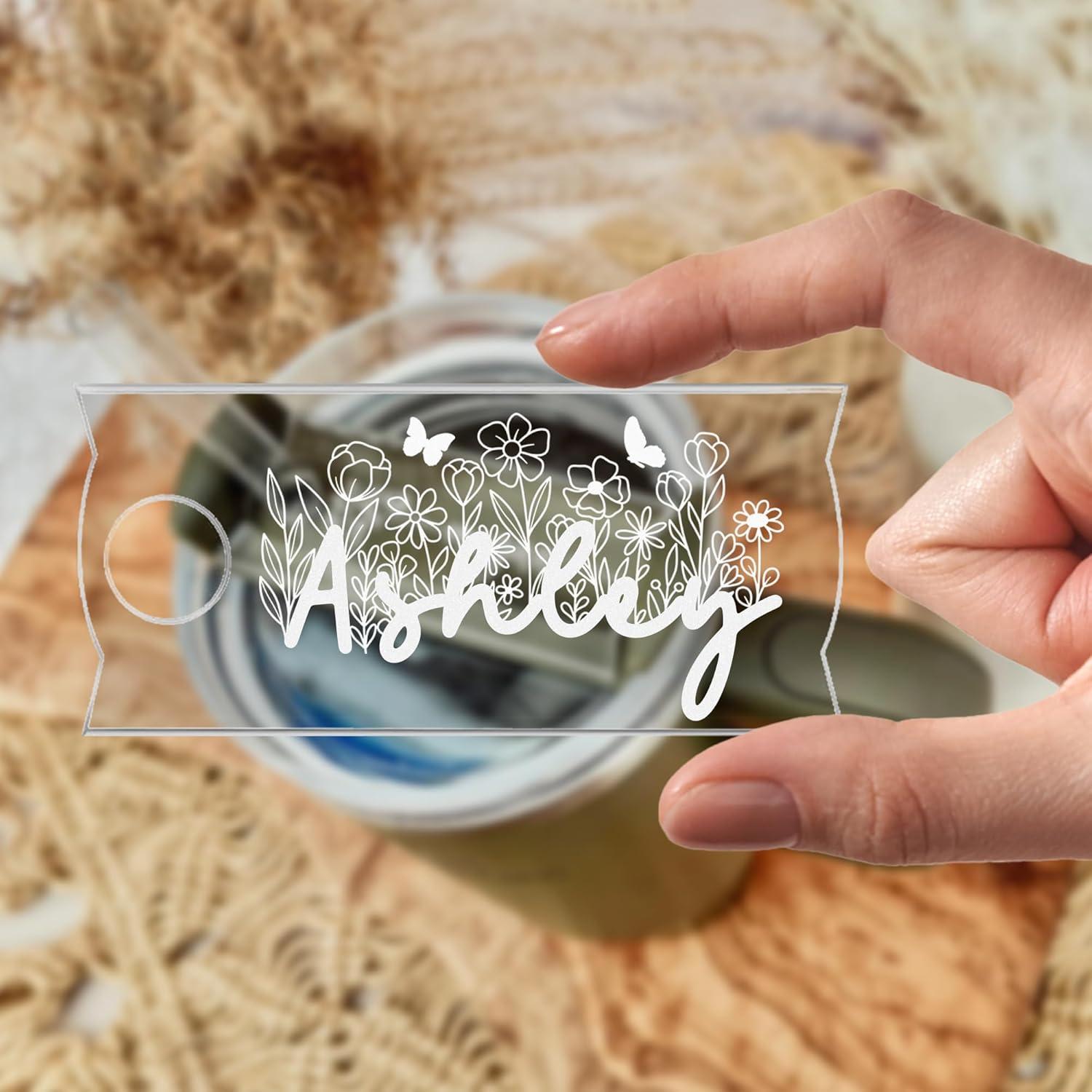 Custom Stanley Tumbler Name Plate - Personalized Acrylic Lid Topper For IceFlow Flip Straw 20oz & 30oz Cups